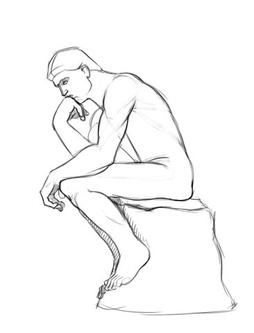 The Thinker Statue By Auguste Rodin Coloring Page